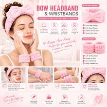 NEFOUME All-In-One Beauty Set With Makeup Bag, Puffs, Bow Headband, Wristbands, Mushroom Puff, Mini Makeup Sponges & 200PCS Cotton Pads, Travel Toiletry Bag Set - Multicolor - View 7