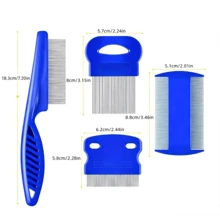4pcs/Set Flea & Tick Comb, Stainless Steel Dog & Cat Grooming Comb (Round Teeth), Double-Sided Professional Pet Tear Stain Remover, Detangling Tool, Suitable For Small, Medium And Large Pets - Multicolor - View 2