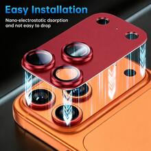 Yezodawee 4片裝手機鏡頭保護膜，適用於 Apple 18 Pro Max/17 Pro，採用優質強化金屬玻璃製成，相容手機殼，專為相機開孔設計，防刮防塵，全覆蓋保護層可抵抗刮痕與衝擊 - 深櫻桃紅 - 查看 2