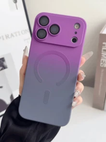 Fashion Gradient Silicone Multi-Color Matte Magnetic Phone Case, Compatible With IPhone 17 Pro Max, 17 Pro, 17 Air, Compatible With Apple 17, 16, 15, 14, 13, 12, 11 Pro Max Plus, 16E, Also Compatible With Apple 17 Phone Case, Gift, Apple 17 Pro Max Phone Protective Case, Apple 16 Phone Case - Purple Gray - View 1