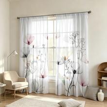 2pcs Light Style Light Color Flower Sheer Curtains-Rod Pocket Design For Privacy And Easy Installation - Perfect For Living Room & Bedroom Decor, Machine Washable,Good Light Transmittance,All-Season,Versatile Sheer Curtains,90gsm - Multicolor - View 11