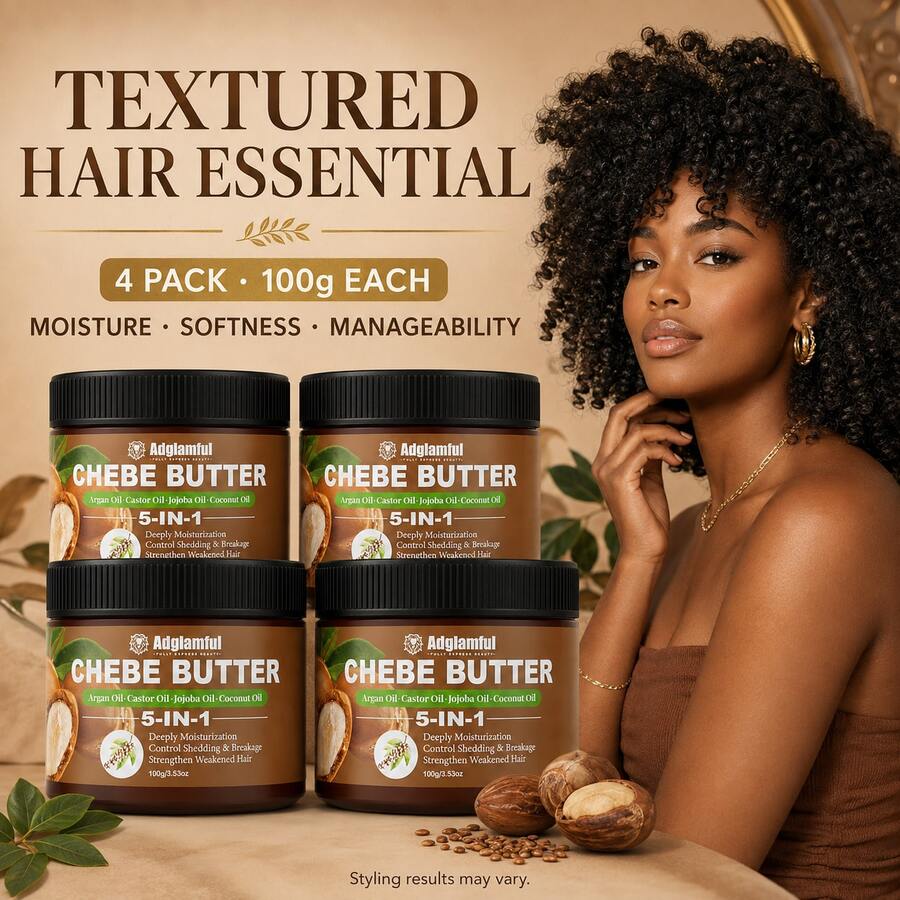 Adglamful 4 Packs Chebe Hair Butter For Dry Frizzy Textured Hair - 4-pack - View 1