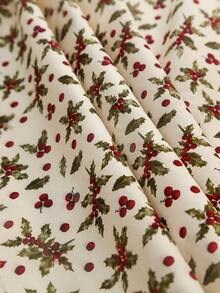 1pc Christmas Printed Fabric, Floral Pattern, Handmade Holiday Party Decoration, Background Cloth, Clothing, Bedding, Tablecloth, 19.68/36/108/180 Inches Long, 150cm Wide, DIY Sewing Supplies, Home Decor Fabric - Multicolor - View 3