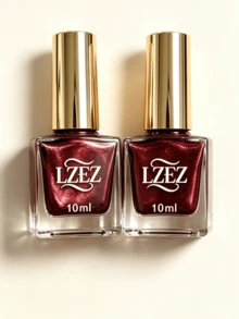 LZEZ Water‑Based Bright Top Coat 2‑Pack Total 20ml, Gloss Shine Nail Finish, Long‑Lasting Nail Surface Protection - Burgundy - View 3