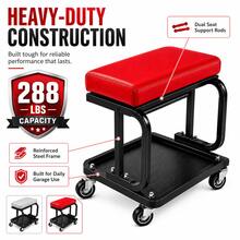 288 Lb Heavy-Duty Rolling Mechanic Stool With 360° Swivel Casters And Tool Tray – Padded Garage Creeper Seat For Auto Repair, Maintenance, Detailing, And Workshop Use - Garage Repair Equipment - View 4