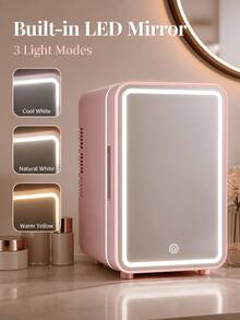 SOKANY 4L Portable Dual-Use Skincare Mini Fridge With Dimmable LED Makeup Mirror, Hot And Cold Functions, Suitable For Storing Cosmetics, Snacks And Beverages, Ideal For Bedroom, Office And Car - Pink - View 8
