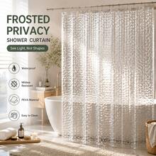 3D Translucent Water Cube Print Shower Curtain, Thickened Polyethylene Non-Woven Fabric, Forest Theme Design, Suitable For High-End Bathroom Decor, Modern Bathroom Shower Curtain - Multicolor - View 10
