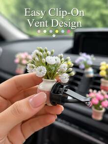 Mini Artificial Flower Vase Car Air Vent Clip Potted Plant Faux Flower Car Air Conditioner Vent Decor Cute Interior Accessory Women's Gift - A - View 1