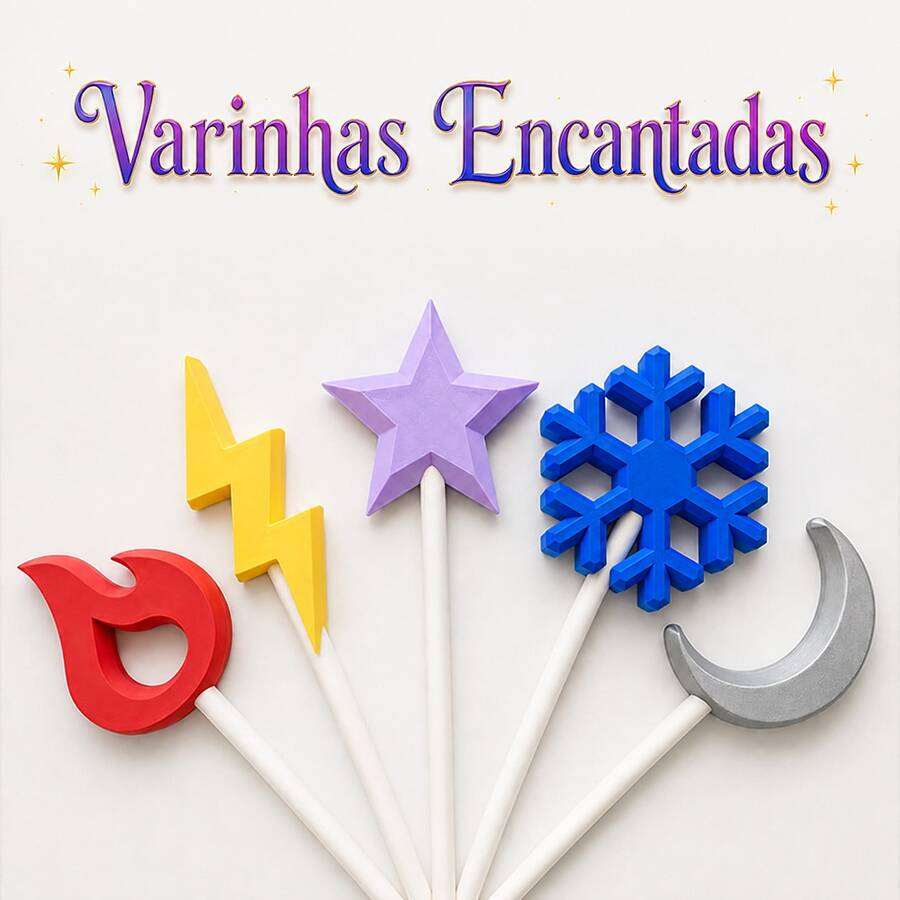 Varinha Mágica Encantada 42cm para Fantasia, Brincadeira e Decoração FOGO - Vermelho - Visão 1