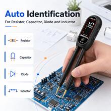 Digital Tweezer Tester, Automatic Resistor Capacitor Diode And Inductor Tester With Data Hold, Large LCD Display, Type-C Rechargeable, Gold-Plated Test Tips For SMD Components, Circuit Board Testing And Electronics Repair - Black - View 2