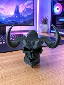 Game Controller Stand, Skull Controller Base, Horned Demon Gamepad Display Rack, Gothic Style Game Desktop Storage, Desktop Controller Storage Rack, Video Game Accessories, Gamer Room Decor, Halloween Desktop Decoration, Game Equipment Decor, Gamer Gift - B - View 15
