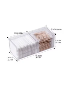 1pc Cosmetic Storage Box, Cotton Swab Holder, Acrylic Cotton Swab Box, Cotton Pad Storage, Makeup Sponge Storage Box, Desktop Transparent Cotton Swab Box, Suitable For Cushion, Cotton Swabs And Floss Dispenser - Multicolor - View 9