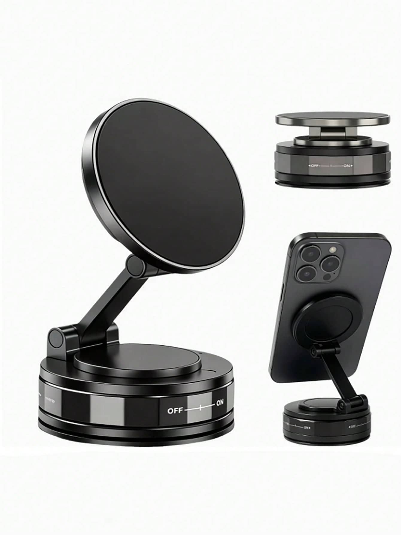 Multifunctional 360° 3-Axis Foldable MagSafe Car Phone Mount - Vacuum Magnetic Base, Supports Navigation, Compatible With All MagSafe Devices, Zinc Alloy Material, Multi-Angle Adjustment, Compact Foldable Design, No Damage To Car Interior - Multicolor - View 15