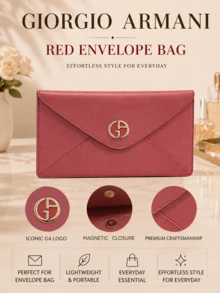 Giorgio Armani Armani Red Envelope Bag, 26.8*2*17.5 Cm, Magnetic Closure, Lightweight, Easy To Carry, Easy To Clean, Simple And Elegant, Exquisite Stitching, Suitable For Daily Use - Red - View 5