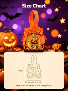 5/8/12 Pcs Halloween Candy Bags Drawstring Tote With Handles And Free Plush Doll, 100% Fabric Small Reusable Gift Bags For Trick Or Treat, Party Favors, Candy Storage, Assorted Pumpkin Ghost Bat Patterns - A - View 7