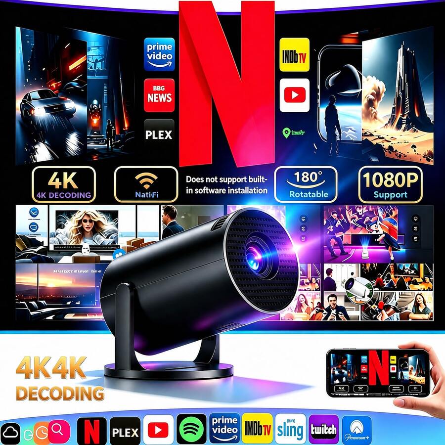 USB Wired Screen Mirroring Projector, 1080P HD Home Theater Video Projector, Portable Outdoor Movie Projector, USB Cable Connection, Basic Model, Screen Mirroring Only, Non-Android System, No Power Plug Or Adapter Included - Black - View 1