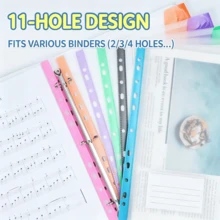 6pcs A4-11 Hole Loose Leaf Binder, PP Snap Closure Document Storage Bag, Suitable For Project, Office, School Supplies Document Organizer - Sets - View 5