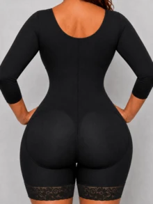 1pc Women's High Compression Shapewear, Colombian Jumpsuit, Tummy Control Shaping Pants, Flat Belly Waist Trainer, Abdominal Control Shapewear - Black - View 7