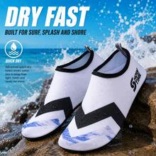 Minimalist White Striped Water Shoes, Outdoor Sports Creeking Shoes, Essential Gear For Swimming, Diving And Surfing, Quick-Dry Upper, Anti-Slip And Wear-Resistant Sole - White - View 9