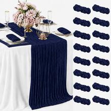 10 Pack Navy Blue Cheesecloth Table Runner, Boho Rustic Gauze Table Runner, Semi Sheer Cheese Cloth Table Decor For Wedding, Bridal Shower, Baby Shower, Birthday Party, Reception, Banquet, Farmhouse Dining Table, Table Centerpiece And Home Decor - Navy Blue - View 27