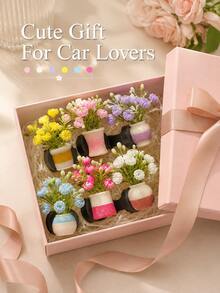 Mini Artificial Flower Vase Car Air Vent Clip Potted Plant Faux Flower Car Air Conditioner Vent Decor Cute Interior Accessory Women's Gift - A - View 7