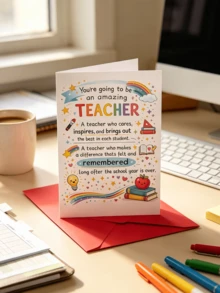 1pc School Graduation Card, Teacher's Day Thank You Card, Back To School Season Blessing Card, Comes With A Matching Envelope, Suitable For Students To Give To Teachers As A Thank You Gift, Or For Classmates To Exchange As Gifts . - Multiple Styles - View 8