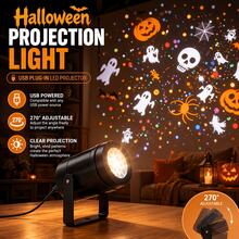 1pc LED Halloween Projector Light, Atmosphere Decoration Lamp, Indoor Projection Light With Ghost, Pumpkin, Clown, Spider And Other Multiple Patterns, Suitable For Bedroom, Ceiling, Holiday Party, Halloween Decoration, USB Powered - Multicolor - View 6