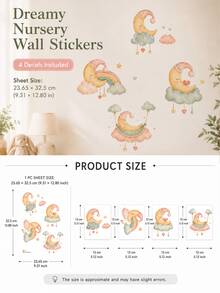 SUPSTICKER 1件/4件裝 彩虹愛心燈開關牆貼，可移除 PVC 自黏裝飾貼紙，適用於育兒室與兒童房，4款可選，4.84x3.14 英吋 - 彩色 - 查看 18
