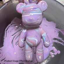 1 Set Random Color Fluid Painting Bear Keychain DIY Graffiti Painting Material Kit, Includes Paint, Small Spoon, White Bear Blank, Paintbrush, Keychain And Storage Box, Total 6 Pieces. Creative Handmade Bear Doll, Suitable For Back To School Season, Student Stationery, Halloween, Christmas Surprise Gift, Party Activity Gift, Holiday Activity Prop, Parent-Child Activity Prop - Multicolor - View 8