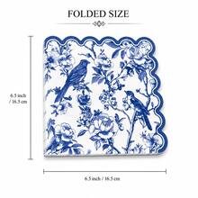 20/60PCS Blue White Bird Print Paper Napkins, Scalloped Edge Party Napkins, Elegant Table Decor For Wedding Birthday Dinner Dessert Table - Blue - View 3