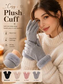 Thickened Warm Touchscreen Gloves, Suitable For Winter Snow Sports, Can Be Used As Christmas/Holiday Gift. Designed Specifically For Women And Students, Windproof And Cold-Resistant, Suitable For Cycling And Daily Winter Wear. - Multicolor - View 2