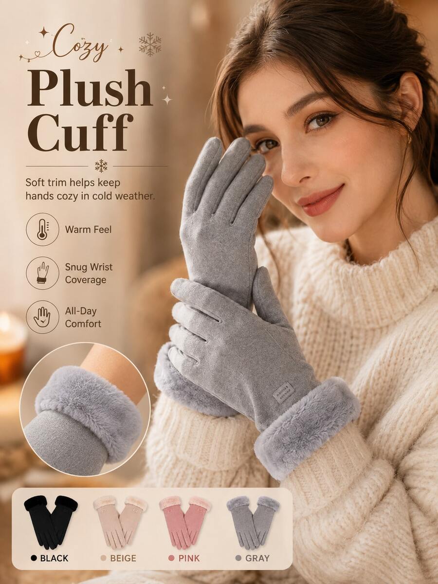 Thickened Warm Touchscreen Gloves, Suitable For Winter Snow Sports, Can Be Used As Christmas/Holiday Gift. Designed Specifically For Women And Students, Windproof And Cold-Resistant, Suitable For Cycling And Daily Winter Wear.