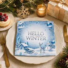 10/30/50‑Count Blue Snowflake Party Napkins, Blue Snowflake, Snowman, Elk & Sleigh Pattern Design, 6.5‑Inch Double‑Layer Thickened, Ideal For Christmas, Winter And New Year - View 1