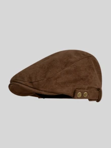 1pc Women's Vintage Suede Newsboy Cap, British Style Flat Cap With Double Rivet Side Adjustable Buckle, Face-Slimming Casual Commuter Travel Hat For Spring, Autumn, Winter - A - View 12