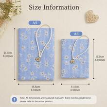 1 Buah Sampul Buku Motif Bunga Daisy Biru Timbul Ukuran A5 A6, Sampul Buku Catatan Kain Lembut yang Dapat Diatur dengan Hiasan Bunga Daisy, Pelindung Dekoratif yang Dapat Digunakan Kembali untuk Jurnal Perjalanan, Buku Harian Kerajinan Tangan - Bunga Daisy Biru - View 2