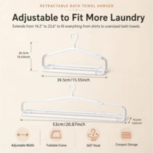 Adjustable Telescopic Towel Hanger, 360 Degree Rotating Hook Foldable Clothes Drying Rack, Portable Anti-Slip Hanger For Bathroom Laundry Room Closet Balcony Home Hotel Use, Space Saving Multipurpose, Travel Camping Outdoor, Shower Dorm Gym - View 9
