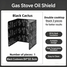 1pc/2pcs Foldable Aluminum Foil Gas Stove Splash Guard, Heat Resistant Oil-Proof Partition Board, Cactus Leaf Print Kitchen Stove Protector, Easy To Clean Oil-Proof Cooking Isolation Board, Suitable For Home Kitchen - Multicolor - View 11