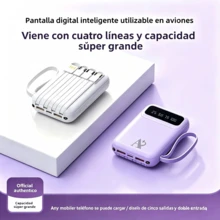 10000mAh Power Bank, Portable External Battery, Cell Phone Charger With 4 Built-In Cables, LED Digital Display, Fast Charging, Mini And Compact Design, Rechargeable Battery For Travel, Work, School, Office And Daily Use - Black - View 5