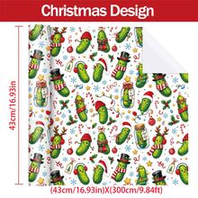 1set Funny Pickle-Themed Christmas Wrapping Paper Suitable For Xmas Gifts(Includes Stickers), Birthday Party Decorations With Santa Hats & Candy Cane Patterns - Single-Sided Print Multicolor Gift Wrap For DIY Crafts, Birthdays, Holiday Presents - Bitter Melon - View 3