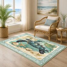 1pc Turtle Pattern Printed Faux Cashmere Kitchen Mat, Absorbent Kitchen Floor Mat, Kitchen Carpet, Long Runner Rug, Sink Front Mat, Suitable For Kitchen, Bathroom, Entryway, Hallway, Laundry Room And Home Decor - Multicolor - View 2