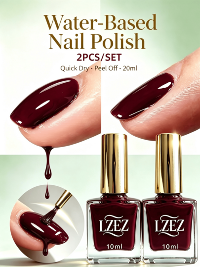 LZEZ Water‑Based Bright Top Coat 2‑Pack Total 20ml, Gloss Shine Nail Finish, Long‑Lasting Nail Surface Protection
