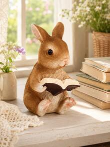1pc Garden Grocery Store Yard Decor, Resin Rabbit Figurine, Creative Small Animal Zoo Art Decoration, Room Decor, Back To School, Home Decor - Multicolor - View 2