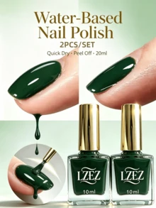 LZEZ Water‑Based Bright Top Coat 2‑Pack Total 20ml, Gloss Shine Nail Finish, Long‑Lasting Nail Surface Protection - Army Green - View 7