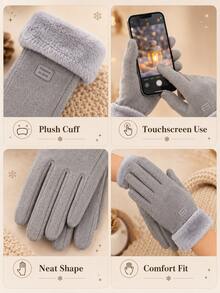 Thickened Warm Touchscreen Gloves, Suitable For Winter Snow Sports, Can Be Used As Christmas/Holiday Gift. Designed Specifically For Women And Students, Windproof And Cold-Resistant, Suitable For Cycling And Daily Winter Wear. - Multicolor - View 10