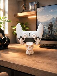 Game Controller Stand, Skull Controller Base, Horned Demon Gamepad Display Rack, Gothic Style Game Desktop Storage, Desktop Controller Storage Rack, Video Game Accessories, Gamer Room Decor, Halloween Desktop Decoration, Game Equipment Decor, Gamer Gift - B - View 4