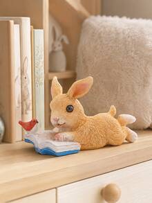 1pc Garden Shop Yard Small Ornament, Resin Rabbit Figurine, Creative Small Animal Zoo Art Decor, Room Decoration, Back To School, Home Decor - Multicolor - View 4