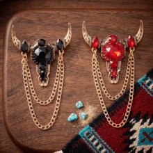 2Pcs Ox Head Brooch Pin Set – Multi-Use Keychain, Button Cover, Collar Clip, Cufflink & Bag Charm, Retro Jewelry Gift - Bull Head - View 14