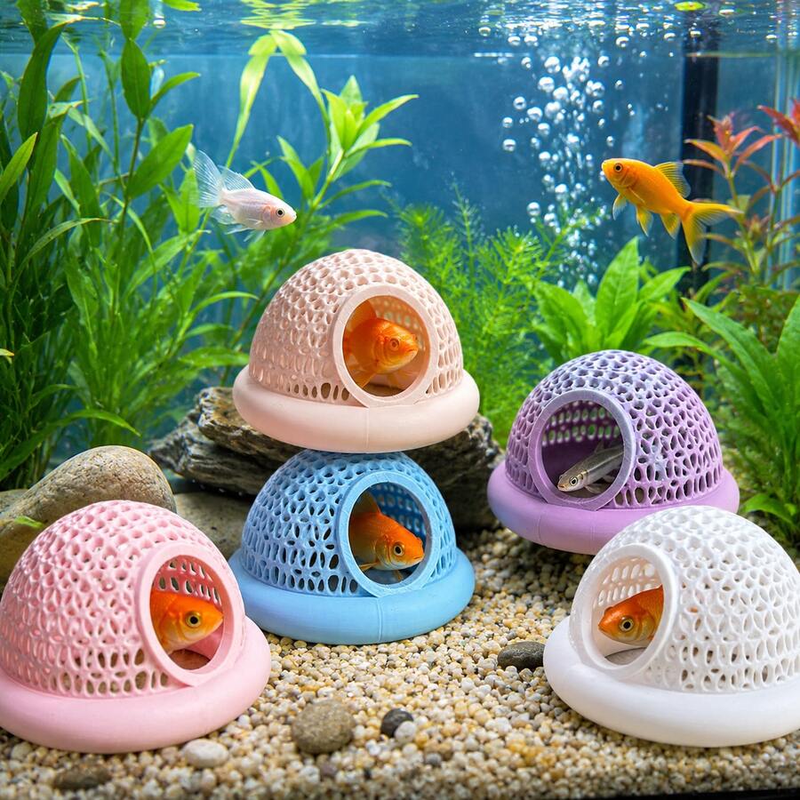 Small Floating Fish House Aquarium Hideout, Creative Suspended Fish Nest, Ornamental Fish Resting Cave, Fish Tank Landscaping Decor - View 1