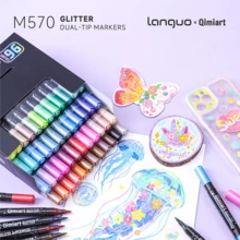 Languo Dual-Tip Glitter Markers Set 48/96 Colors Metallic Glitter Color ...