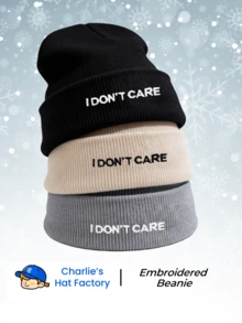 1pc/2pcs/3pcs I DON'T CARE Embroidered Knit Hat, Comfortable Warm Elastic Windproof Acrylic Knit Hat, Suitable For Cycling, Skiing, Outdoor Adventure - I DON'T CARE - View 7